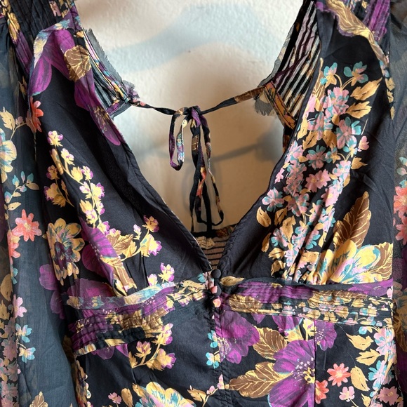 FP Intimately Floral Print Black Noir long sleeve Bodysuit Size S - Picture 5 of 12